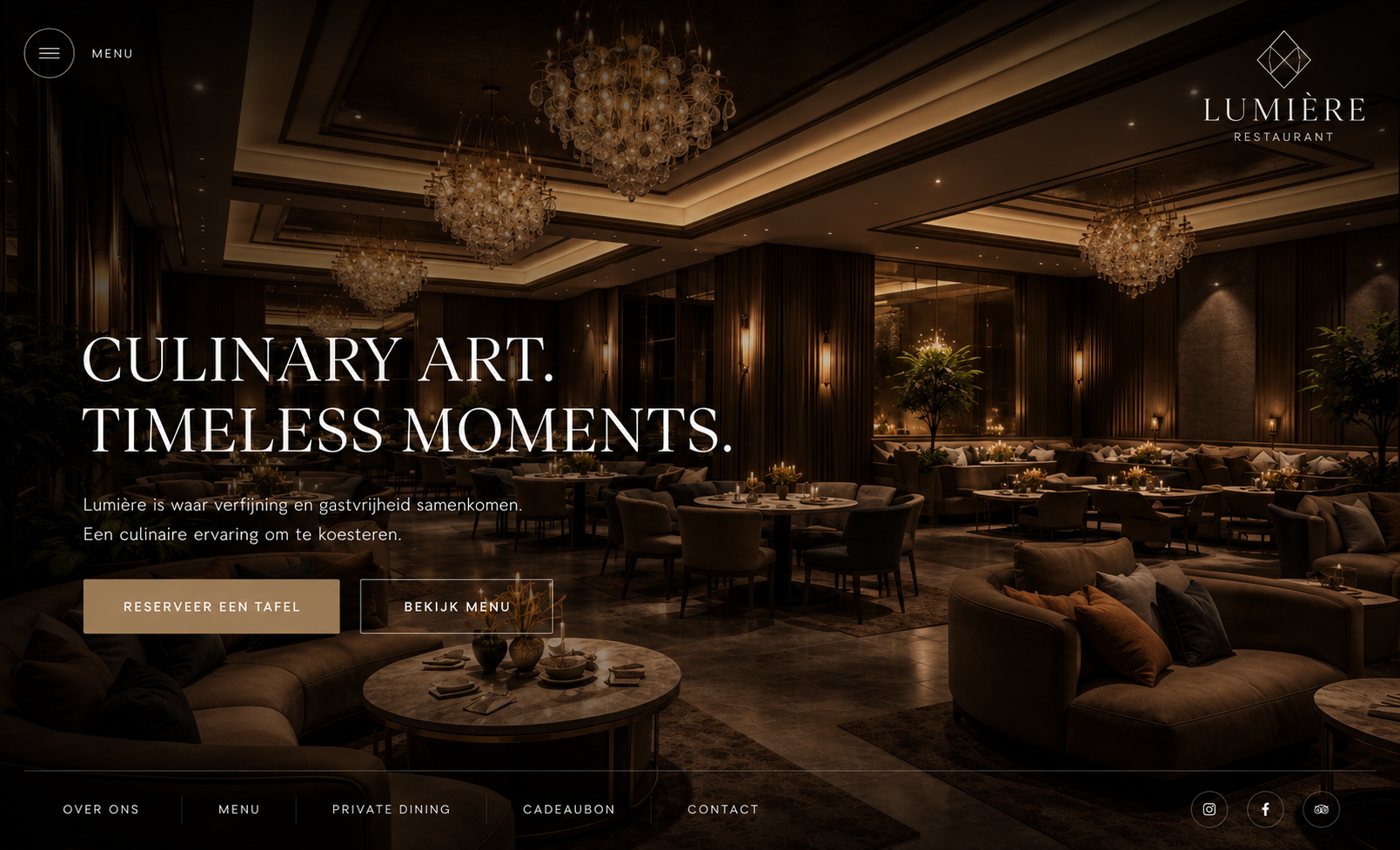 Voorbeeld website Restaurant