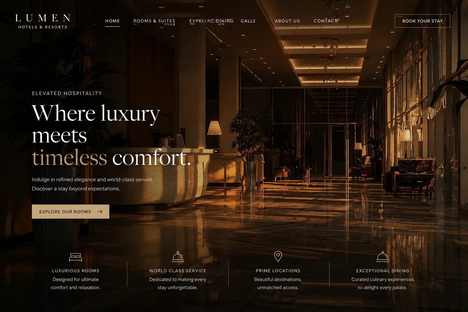 Voorbeeldwebsite Lumen Hotels & Resorts — Hotel