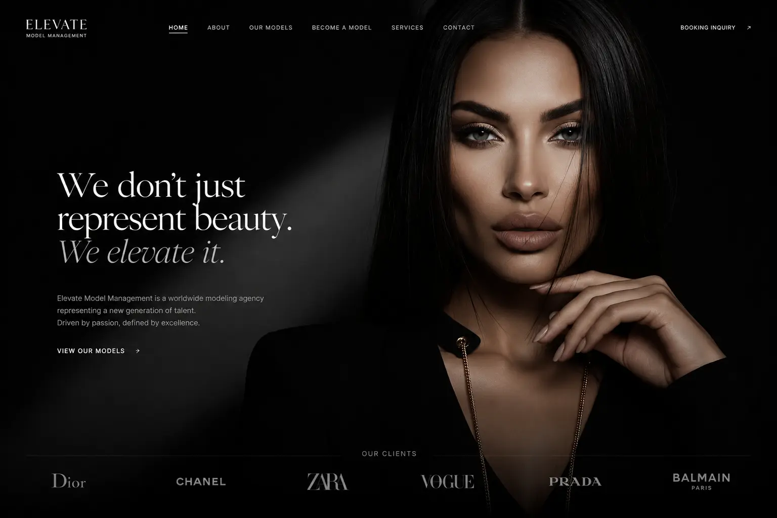 Voorbeeldwebsite Elevate Model Management — Modellenbureau
